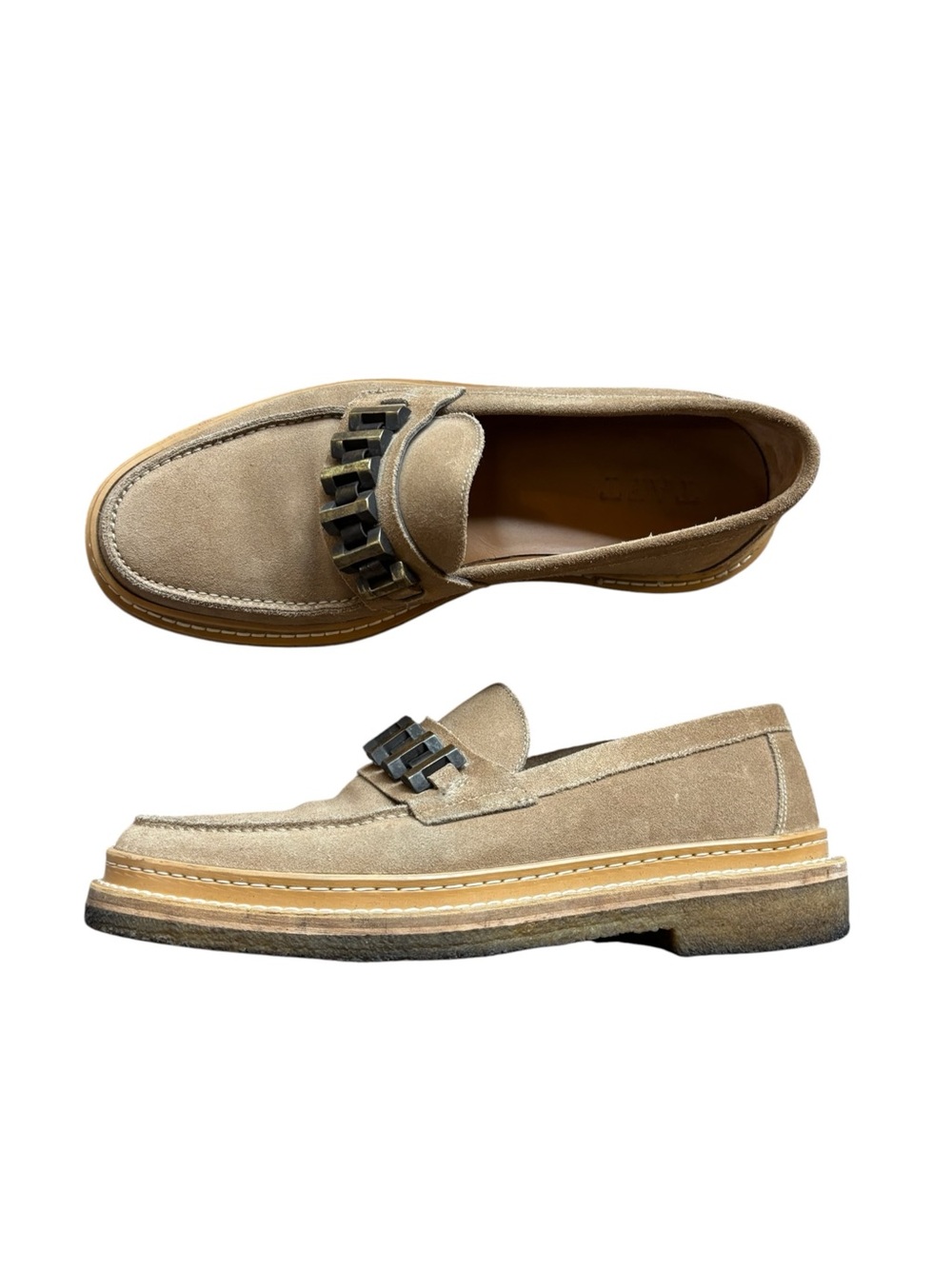 TAFT Men's The Verona Loafer beige suede rubber sole made in Spain penny M7 W9